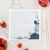 Mooie, stoffige blauw jachtbloemen en -bladeren servet (Insitu)