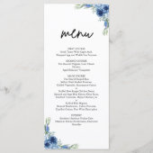 Mooie stoffige blauwe bloemen bruiloft menu (Voorkant)