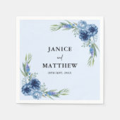 Mooie stoffige blauwe bloemen bruiloft servet (Voorkant)