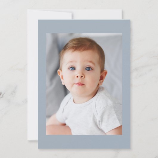 Mooie stoffige blauwe bloemendoop uitnodiging (Achterkant)