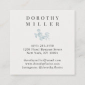 Mooie stoffige blauwe elegante minimalistische blo vierkante visitekaartje (Achterkant)