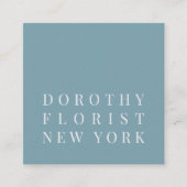 Mooie stoffige blauwe elegante minimalistische blo vierkante visitekaartje (Voorkant)