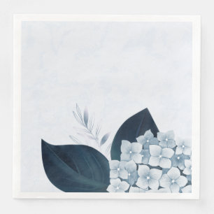 Mooie stoffige blauwe hortensia marineblauwe blade servet
