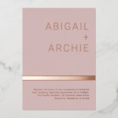 Mooie Stoffige Roze Rose Goud Minimalistische Brui Folie Uitnodiging (Voorkant)