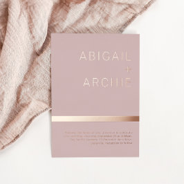 Mooie Stoffige Roze Rose Goud Minimalistische Brui Folie Uitnodiging