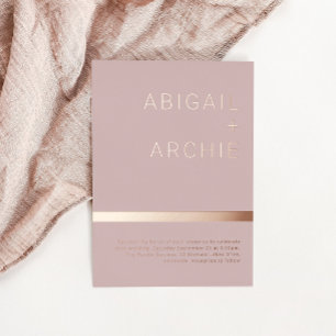 Mooie Stoffige Roze Rose Goud Minimalistische Brui Folie Uitnodiging