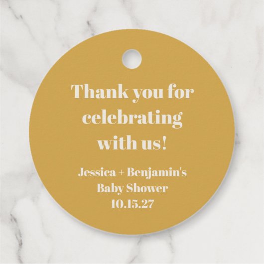 Mooie Stofgeel Baby Shower Aangepaste Dankjewel Bedankjes Labels (Achterkant)