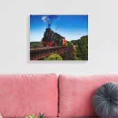 Mooie stoomlocomotief boven een brug JS8419 Canvas Afdruk (Insitu (Woonkamer))