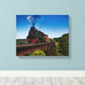 Mooie stoomlocomotief boven een brug JS8419 Canvas Afdruk (Insitu (Houten vloer))