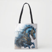Mooie Stoomstijl Hengst Blauw Zwart Tote Bag (Voorkant)