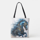 Mooie Stoomstijl Hengst Blauw Zwart Tote Bag (Achterkant)