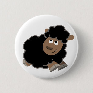 Mooie Stoute Cartoon Schaap Knop Ronde Button 5,7 Cm