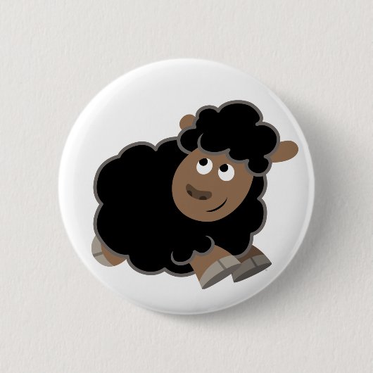 Mooie Stoute Cartoon Schaap Knop Ronde Button 5,7 Cm (Voorkant)