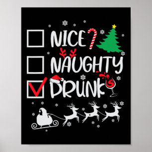 Mooie stoute Drink Check Funny Christmas Poster