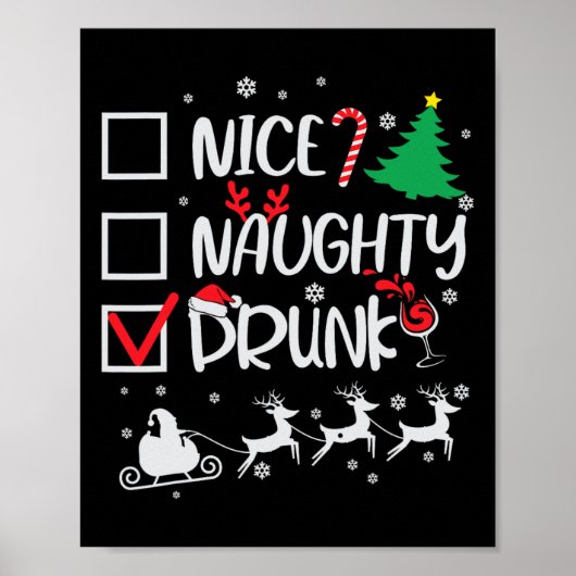 Mooie stoute Drink Check Funny Christmas Poster (Voorkant)
