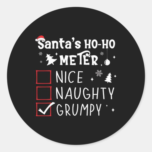 Mooie stoute kerst lijst Grumpy Santa Cl Ronde Sticker (Voorkant)