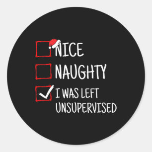 Mooie stoute links zonder toezicht grappige kerst ronde sticker