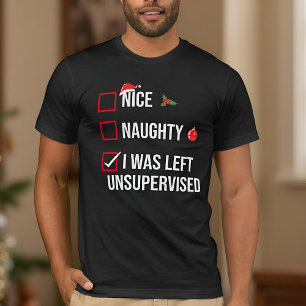 Mooie stoute links zonder toezicht grappige kerst t-shirt