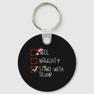 Mooie stoute stand met Trump 2024 grappige Xmas Fa Sleutelhanger
