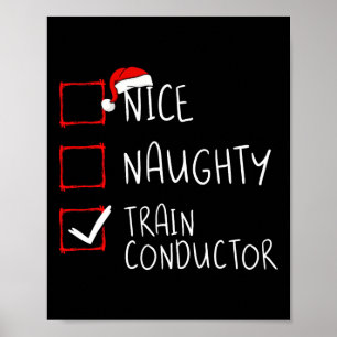 Mooie stoute trein conductor kerstlijst motor poster