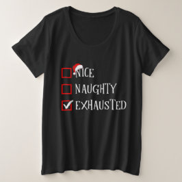 Mooie stoute uitgeputte grappige kerst grote maat t-shirt