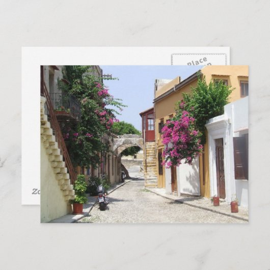 Mooie straat in Rhodes Old Town Briefkaart (Voorkant / Achterkant)