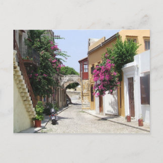Mooie straat in Rhodes Old Town Briefkaart