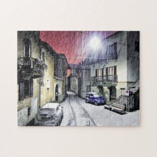 Mooie Straat Sneeuw Scene Legpuzzel