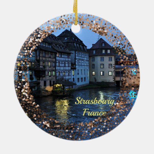 Mooie Straatsburg, Frankrijk keramisch sierframe Keramisch Ornament (Achterkant)
