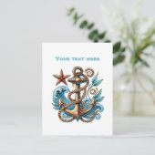 Mooie strand aanpasbaar scheepsanker briefkaart (Staand voorkant)