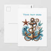 Mooie strand aanpasbaar scheepsanker briefkaart (Voorkant / Achterkant)