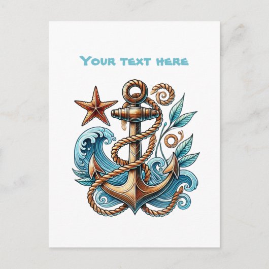Mooie strand aanpasbaar scheepsanker briefkaart (Voorkant)