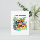 Mooie strand aanpasbare schatkist briefkaart (Staand voorkant)