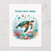 Mooie strand aanpasbare zeeschildpad briefkaart (Voorkant)