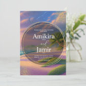 Mooie strand achtergrond Glitter Gold Wedding Kaart (Staand voorkant)