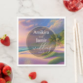 Mooie strand achtergrond Glitter Gold Wedding Servet (Insitu)