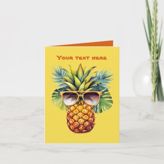 Mooie strand ananas tekst toevoegen kaart (Voorkant)