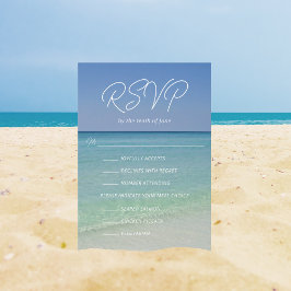 Mooie strand bruiloft met maaltijd keuzes RSVP kaartje