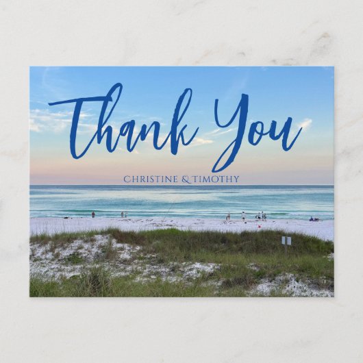 Mooie strand bruiloft zonsondergang Custom Dank u Briefkaart (Voorkant)