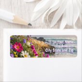 Mooie strand en bloemen retouradres etiket (Insitu)