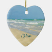 Mooie strand Foto op persoonlijke titel kerstmis Keramisch Ornament (Rechts)