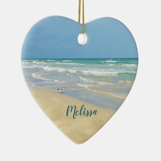 Mooie strand Foto op persoonlijke titel kerstmis Keramisch Ornament (Rechts)