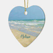 Mooie strand Foto op persoonlijke titel kerstmis Keramisch Ornament (Links)