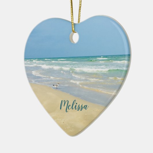 Mooie strand Foto op persoonlijke titel kerstmis Keramisch Ornament (Links)