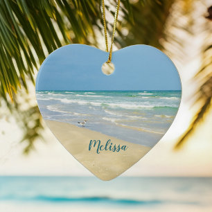 Mooie strand Foto op persoonlijke titel kerstmis Keramisch Ornament
