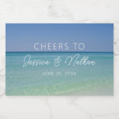 Mooie strand fotografie bruiloft Custom Mini Sparkling Wijnetiket (Enkel label)