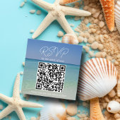 Mooie strand fotografie bruiloft QR code RSVP Informatiekaartje