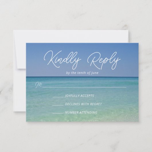 Mooie strand fotografie kust bruiloft RSVP kaartje (Voorkant)