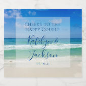 Mooie strand fotografie oceaangolven bruiloft sparkling wijnetiket (Enkel label)