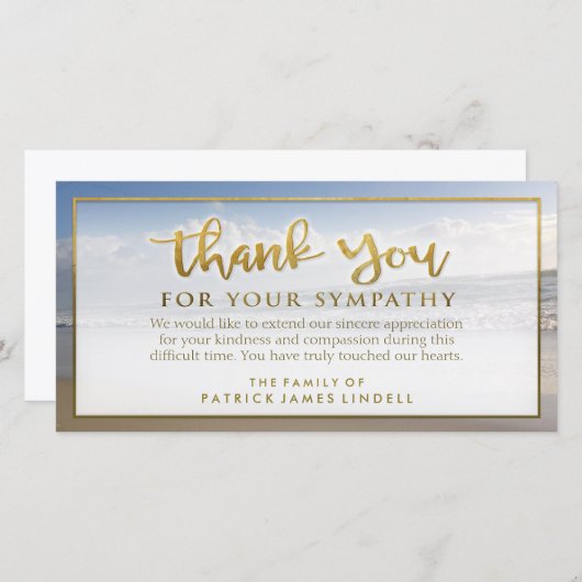 Mooie strand gouden dank je sympathiekaart bedankkaart (Voorkant / Achterkant)